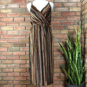 NWT Amanda Uprichard NY {$220} Striped Dress Brown Black Pleated Striped Calgary
